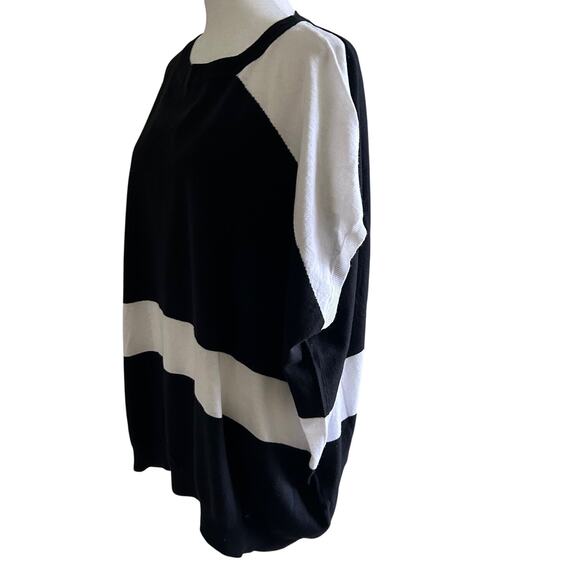 Neiman Marcus Cashmere Sleeveless Shirt Black White SZ3X Knit Classic Luxury - Picture 3 of 10